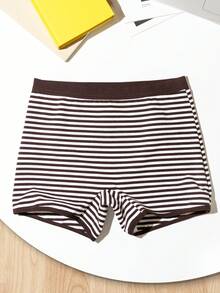 3pcs Women's Seamless Underwear Set, Contrast Striped Design Cotton Shorts, Sports Cycling Shorts, Boxer Briefs, Home Shorts, Leggings - Multicolor - View 3