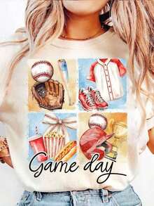 1 Piece Of Women's Retro Baseball-Style Cotton Sports T-Shirt With Leopard Print And Glitter, Ideal For Game Day Or Baseball Moms. Durable, High-Quality Fabric, Suitable For Everyone, Whether Women Or Men, Breathable And Comfortable To The Touch, But Designed To Last. In Fall Outfit. S For Women. In VaC. Ation Outfit. S WoM. In Halloween Costumesoft - 白色 - 查看 7