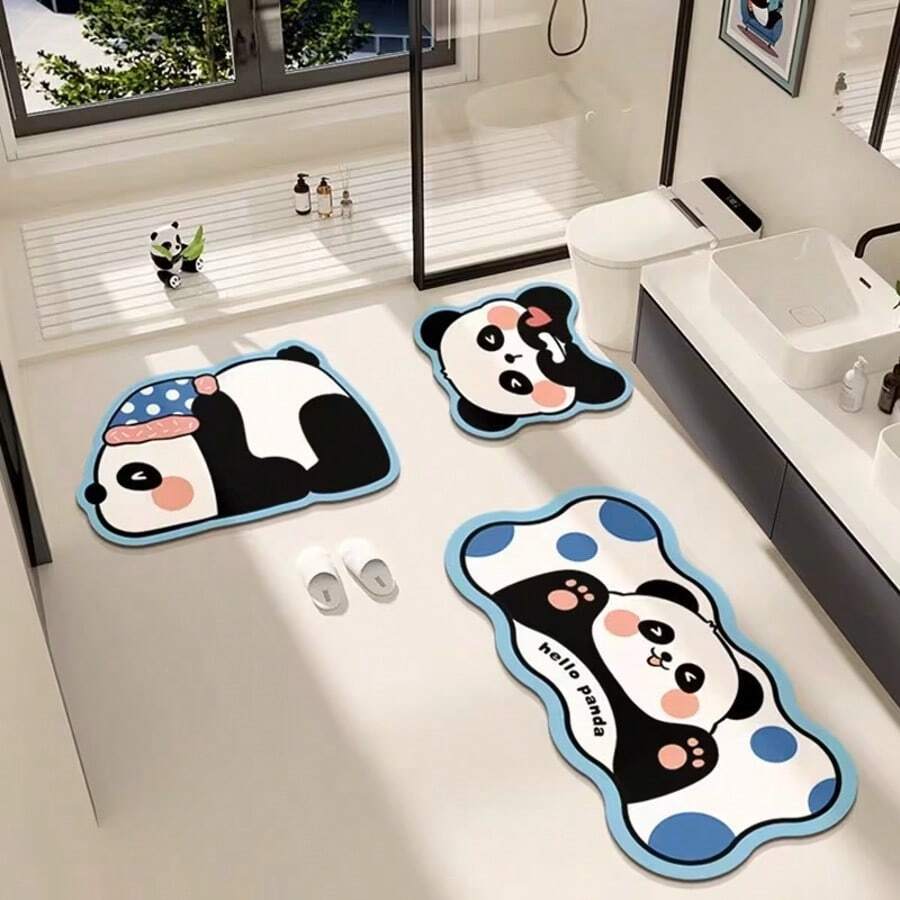 1PC Cute Panda Fun Bathroom Mat, Bathroom Rug, Door Mat, Small Rug, Carpet, Floor Mat, Home Decor, Area Rug, Outdoor Mat, Home Decor, Area Carpet, Bedroom Rug, Graduation Season Gift, Washable Carpet - A - View 1