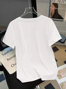 Women's Premium Casual T-Shirt: New And Modern Casual T-Shirt, Comfortable And Versatile For Everyday Wear, Short Sleeve - Round Neck Design, Simple Artistic And  Print. - 白色 - 查看 3