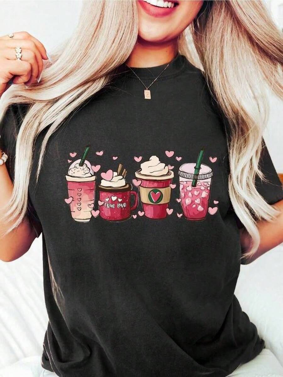 100% Algodón Premium 180g .¡Oferta Especial!Playera.Camiseta divertida café ilustrado, diseño moderno para amantes del café, tela cómoda para cualquier ocasión, ideal para regalo, disponible en negro, tallas S, M, L, XL, ropa casual de moda, .Camiseta Streetwear Unisex Ideal para Conciertos y Regalo - Negro - Ver 1