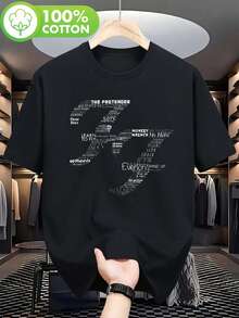 Camiseta Tipográfica Foo, Camisetas Personalizadas, Gráficas, de Secado Rápido, para Hombre, Estilo Casual y Moderno - Negro - Ver 1