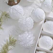 12pcs White Christmas Balls, 3.15 Inch Each, With Various Textures And Shapes, Essential For Holiday Decoration, Perfect For Christmas Tree, Holiday Party And Creating A Charming Atmosphere - 12pcs - View 4