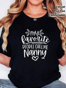Camiseta Casual de Talla Grande para Mujer, Deportiva y Casual, Cómoda y Holgada, con Cuello Redondo y Estampado, para Uso Diario, Apta para Todas las Temporadas, Lavable a Máquina, Ropa de Mujer, Día de la Madre, Pascua, Ramadán, Atuendos para Citas, Atuendos Sexys - Negro - Ver 6