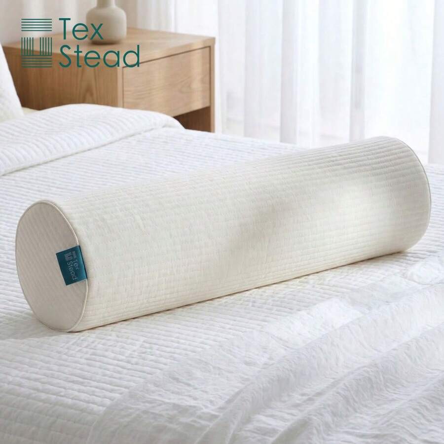 1 pièce Oreiller cylindrique, rayures verticales, oreiller en mousse longue, tissu brossé extrêmement doux et confortable. Oreiller de fauteuil pour le soutien du cou, polyvalent, convient pour les lits, les canapés, les chambres à coucher et les salons. - Beige - Voir 1