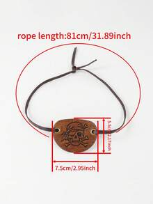 1pc Medieval Pirate Skull Eye Patch, Vintage PU Leather Embossed Single Eye Patch, Adjustable Strap, Halloween Pirate Cosplay Costume Accessory - A - View 5