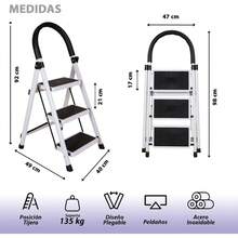 Escalera Plegable de Peldaños, Aluminio, Tijera, Portátil, Multifuncional, para Interior y Exterior (Escalera 4 PELDAÑOS) - Aluminio - Ver 2