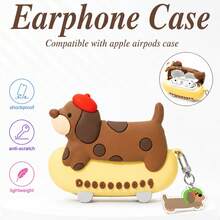 Ốp điện thoại Apple Air bằng silicon hình chó Dachshund 3D kèm móc khóa cùng màu, dành cho AirPods 4/Pro/Pro 2/Pro 3. - Nhiều màu - Xem 10