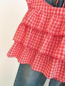 Blusa con volantes en el bajo nueva para otoño, estilo lindo para mujer - Rojo - Ver 7