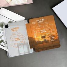 1個日落與標語印花平板電腦保護殼，附筆槽、多角度支架，相容於 iPad 10.9/10.2/Air 5th Gen/Pro 11/10th/9.7/Air 2/7th/8th Gen/Air 4/5/Air 13/11(M3 2025)/11(A16 2025)，相容於 Oppo Pad，相容於 Matepad，相容於 Honor Pad - 彩色 - 查看 3