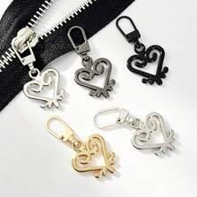 8pcs/5pcs Heart Shaped Metal Zipper Pulls, Detachable Zipper Sliders, Small Hole Replaceable Zipper Pendant, Suitable For Clothes, Luggage, Bags - 5PCS Gray Black - View 3