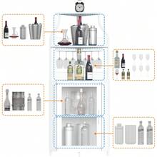 Soonbuy Corner Wine Cabinet With Removable Wine Rack, Industrial Wine Cabinet With Glass Holder And Mesh Door, Liquor Coffe Bar Cabinet With Adjustable Shelves - White - View 5