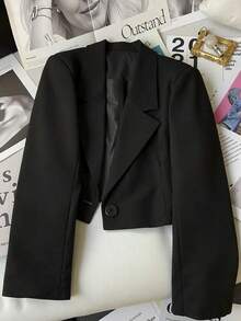 Chaqueta de Traje Casual para Mujer , con Cuello de Solapa y Manga Larga, para Otoño - Gris Oscuro - Ver 6