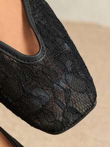 New Women's Printed Scarf, Versatile For Street, Beach, Buckle Strap Casual Slip-On Shoes - Black - View 6
