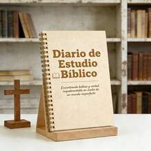 1pc A5 Notebook, Spanish Bible Study Journal - Textured Light Beige Minimalist Book-Styled Cover Spiral Bound Diary, Suitable For Bible Study, Spiritual Reflection, And Faith Notes - A5 - View 5