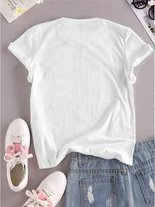 Women's Printed T-Shirt With A Virgin Mary Design - Casual Crew Neck, Short Sleeves, Ideal Gift For A Sister In Spring/Summer, Casual Wear. | Exquisite And Elegant Print | Polyester Fabric - 白色 - 查看 4