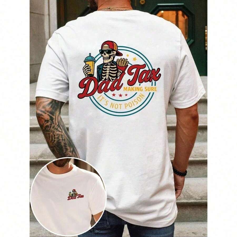 Men's Regular Fit Crew Neck T-Shirt With Skeleton Print, Casual Short Sleeve Summer Shirt, Men's Fashion For Everyday Wear, Tropical Z6AU MK0I - 白色 - 查看 1