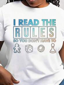 Modern And Minimalist Women's T-Shirt With The Print "I Read The Rules So You Don't Have To." Casual Sleeveless T-Shirt For Everyday Outdoor Wear, Suitable For Any Occasion, Perfect As A Birthday Gift, For All Seasons, Casual For Everyday Wear. - 白色 - 查看 1
