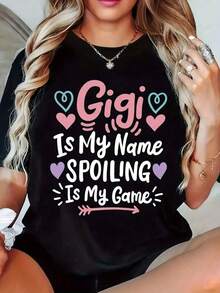 Camiseta estampada para mujer GIGI-Element Casual de manga corta con cuello redondo - Blusa de verano semitransparente con patrones de elementos GIGI (/Línea/Punto), lavable a máquina, top versátil para combinar, adecuado para conjuntos de verano y uso durante todo el año. Camisetas casuales de manga corta con estampado floral para mujer, ligeras, elásticas, con cuello redondo, ideales para actividades al aire libre y ropa de calle. Playera para verano. - Negro - Ver 7