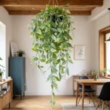 Artificial Plant - Fake Pea Vine, Hanging Potted Plant, Wall-Mounted Shelving Decor, Suitable For Indoor And Outdoor, Living Room Shelves Decoration, Home Decor, Room Decor, Garden Decor, Wall Decor - Gray Peas - View 1