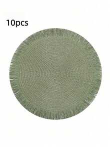 2pcs/8pcs 15-Inch Round Paper Woven Tassel Placemat, Heat Resistant Table Mat, Hotel & Restaurant Tableware Decor, Living Room Dining Table Decoration Anti-Slip Pad, Suitable For Home Gatherings, Wedding Parties - Tassel Woven Placemat - View 36