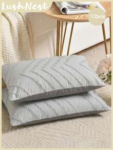 1/2pcs Set Wave Cut Flower Dark Grey Pillowcase - Includes 1 Or 2 Pillowcases (Pillow Insert Not Included), Reversible, Cute Fresh Country Style, Lightweight And Breathable, Machine Washable, Country Style - Dark Grey - View 1