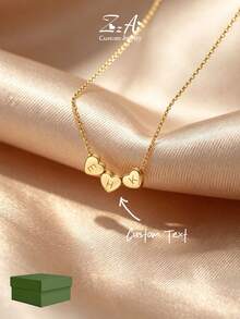 Dây chuyền và vòng tay mặt dây chuyền hình trái tim 3D, Dây chuyền và vòng tay chữ cái vàng tùy chỉnh, Dây chuyền và vòng tay gia đình, Dây chuyền tối giản, Dây chuyền nữ, Quà tặng Ngày của Mẹ - Dây chuyền hình trái tim - Xem 1