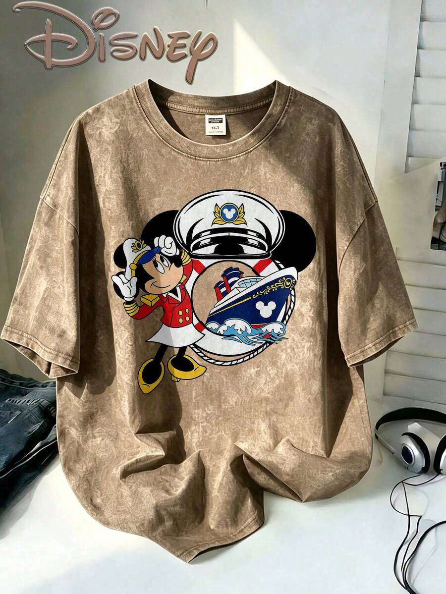 Disney Oversize Round Neck Washed T-Shirt With Disney Mickey Mouse Print, Disneyland, Disney Animal Kingdom, Disney Family Vacation Trip, Summer Outfits For Women, Vacation Outfits Women, Dresses,, Dresses For Women, Summer Clothes, Summer Tops, Capris For Women, Rompers For Women, Jeans For Women, Jorts, Graphic Tees Women, Tank Tops Women, Dresses For Women Summer, Summer Tops, Summer Clothes, Summer, Swimsuits For Woman, Bathing Suits For Women, Bikinis, White Tank Top, Women Sweatshirts & Hoodies, Cord Sets For Women, Trajes Elegantes De Mujer, Conjuntos De Dos Piezas Para Mujer, Skirt Two Piece Set, Conjuntos De Mujer, Blusas, Trajes De Mujer Casual, Free Shipping, Co Ords Sets Women, Faldas - Màu Khaki - Xem 1