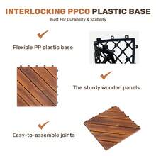 Interlocking Deck Tiles Diagonal Pattern, 12" X 12" Acacia Wood Tiles For Patio, Waterproof, All-Weather, Outdoor Decking For Garden, Pool, Balcony - 12 X 12 Inches - View 5