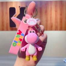 1pc Cartoon Green Dinosaur Keychain, 3D Silicone Character Keychain With Lanyard, Cute Character Backpack Charm Suitable For Backpacks, Keys And Wallets, Durable PVC Material, Perfect For Game Lovers And Daily Use - Multicolor - View 9