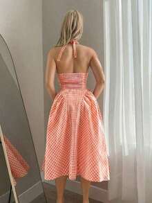 Women Midi Dresses - Orange - View 2