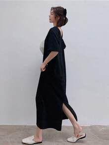 Women Midi Dresses - Black - View 4