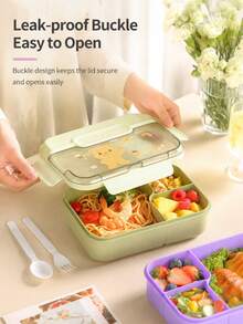 Caixa de Almoço Fofa de Grande Capacidade, Caixa Bento com Compartimentos (com Conjunto de Talheres), Recipiente de Almoço, Caixa de Lanche, Micro-ondas (Remover Tampa). Bolsa Térmica, Vedação Eficiente, Adequada para Uso no Escritório, Escola e Doméstico. Escolha Ideal para Volta às Aulas, Piqueniques, Fácil de Limpar. - Multicolorido - Visão 7