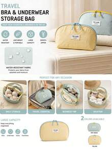 1pc Bra Storage Bag, Lightweight And Portable, Luggage Organizer With Multi-Compartments, Efficient Storage For Bras And Underwear, Suitable For Travel And Home Organization, Available In Multiple Colors, Zipper Closure, Essential Travel Accessory - Multicolor - View 3