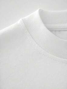 Camiseta con estampado de camisa casual para mujer, manga corta y cuello redondo, moda urbana local de primavera/verano. - Blanco - Ver 3