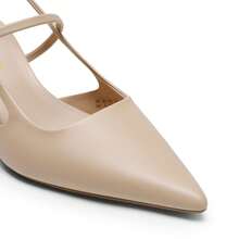 Mary Jane Shoes Women Kitten Slingback Pointed Closed Toe Heels Dress Party Casual Comfortable Pumps Shoes - 杏色 - 查看 7