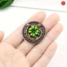 1pc 2D Flat "Horseshoe & Four-Leaf Clover" Brooch, Ideal For Daily Use, Celebrations, Birthdays, Parties And Gifts, Making It A Versatile Accessory For Any Season - A - View 5