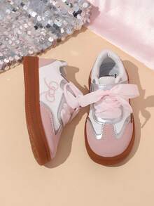 1 Pair Spring/Autumn Low-Top Casual Children's Shoes, Breathable Soft-Sole Infant Toddler Shoes, Lace-Up Baby Walking Shoes - Pink - View 3