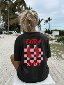 Women's Short-Sleeved T-Shirt, Vacation Style, Elegant And Casual, Summer Top That Goes With Everything. - 黑色 - 查看 3