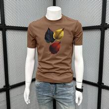 American Style Summer T-Shirt, Fashion Brand, Made Of High-Grammage Pure Cotton, Short Sleeve, Round Neck, Loose Fit, Versatile New Print Style For Men. - 白色 - 查看 3