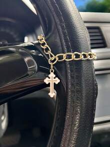 1pc Cross-Shaped Steering Wheel Pendant, Unique Cross Decor Accessory For Car - Steering Wheel Chain - View 11