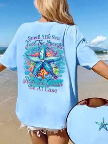 Women's Short-Sleeved T-Shirt, Vacation Style, Elegant And Casual, Summer Top That Goes With Everything. - 黑色 - 查看 10