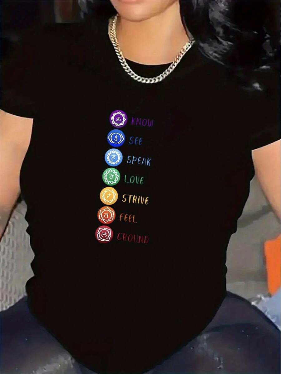 1 Short-Sleeved Polyester T-Shirt For Home Office, Made With Durable Fabric And Motivational Prints, Comfortable And Fitted For Everyday Use, Suitable For Living Rooms Or Dining Rooms, 180g 100% Cotton. - 黑色 - 查看 1
