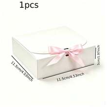 1/8/16Pcs White Foldable Paper Gift Boxes 10.6*7.8*3.1Inch With Pink Satin Bow Ribbon, Bridesmaid Proposal Packaging Box For Wedding Bridal Shower Baby Shower Party Favors - View 14