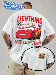 Disney 100% Cotton T-Shirt Featuring Lightning McQueen From *Cars* And The Number 95; This Comfortable, Breathable Short-Sleeved Crew-Neck T-Shirt Is Versatile And Practical, Making It The Ideal Choice For Summer; It Also Makes An Excellent Gift.Disney T Shirt - 白色 - 查看 1