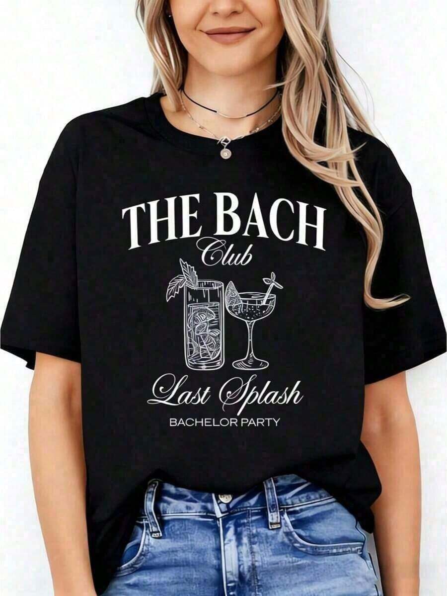 Playeras de mujer, nueva camiseta informal holgada de manga corta con estampado gráfico, 100% algodón, camiseta de mujer, estampado de playa, fiesta de despedida de soltero, fiesta de bodas, cuello redondo, camiseta deportiva de manga corta, camiseta vintage de algodón lavado, cuello redondo, suave, informal, para hombres y mujeres, conjuntos de verano para mujer, conjuntos de festival para mujer, ropa boho 2026, blusas casuales para dama. - Negro - Ver 1