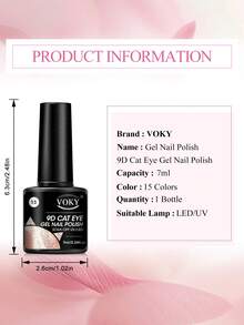 VOKY 1 flacon 7ml de gel à ongles magnétique œil de chat, design de flacon mini mignon, art des ongles simple et quotidien, essentiel d'été parfait pour les ongles des femmes - Rose orangé - Voir 5
