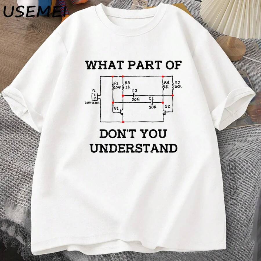 Bestselling T-Shirt Of 2026, The Best-Selling Electrical Engineer T-Shirt Of 2026, T-Shirt With Electrical Circuit Graphics, Father's Day Gift, Men's Short-Sleeved Cotton T-Shirt. - 白色 - 查看 1