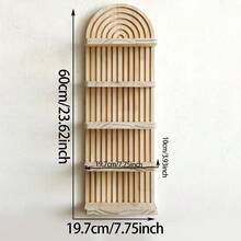1 pieza Estantería de pared de estilo boho de madera con patrón de ola, organizador colgante de almacenamiento, apto para velas, decoraciones, decoración del hogar - Estante de pared - Ver 5