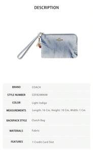 Coach Brand Logo Women's Zipper Clutch Bag CEF82IMNIM - Light Indigo Blue CEF82IMNIM - View 9